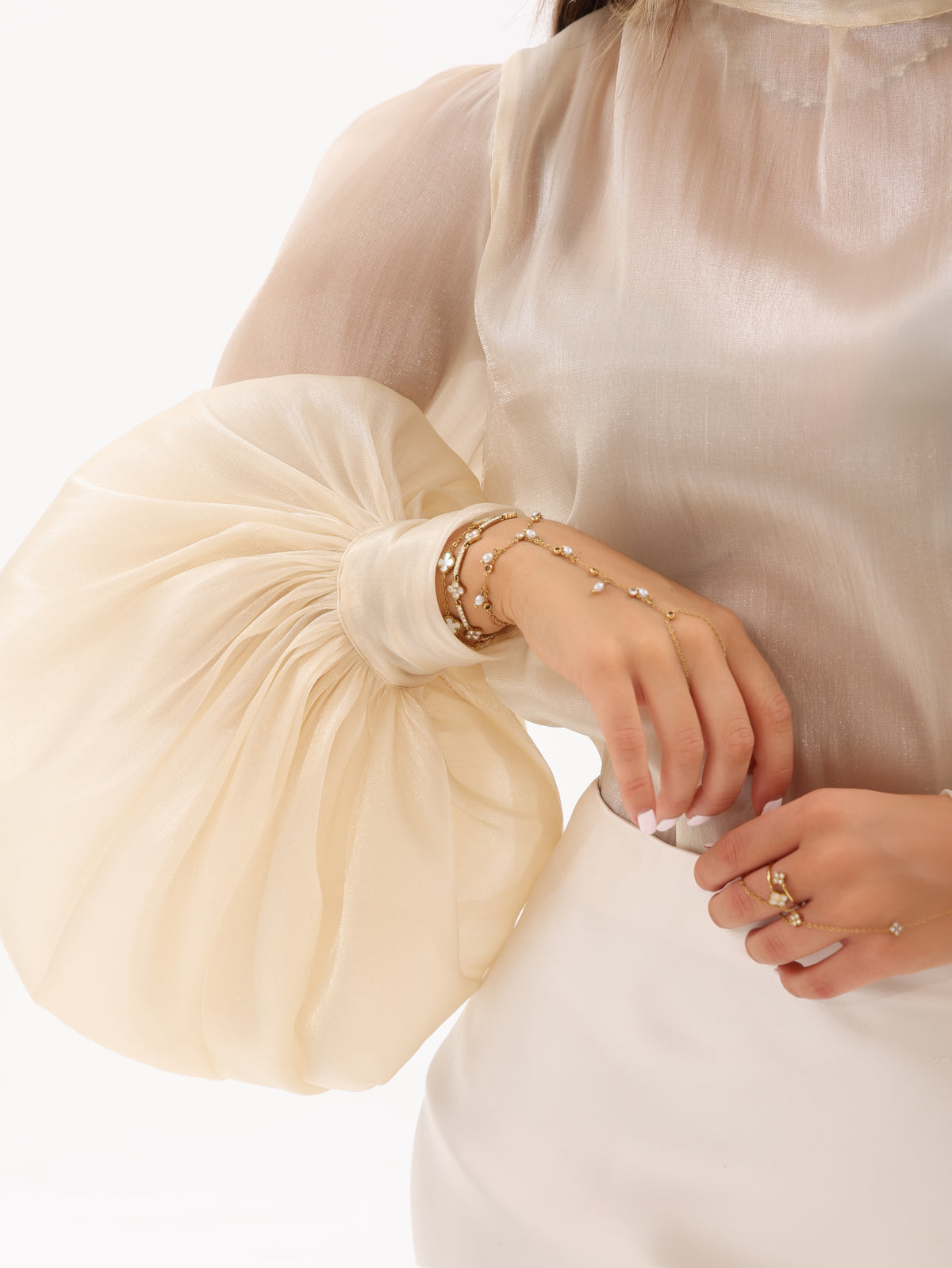 Balloon Sleeve Organza Blouse