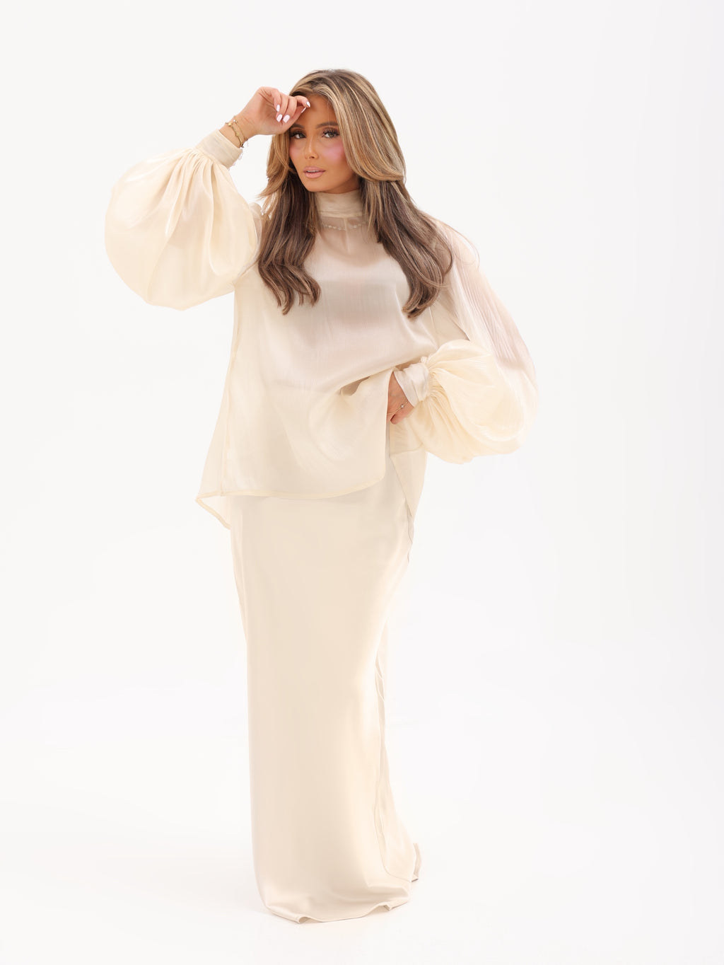 Balloon Sleeve Organza Blouse