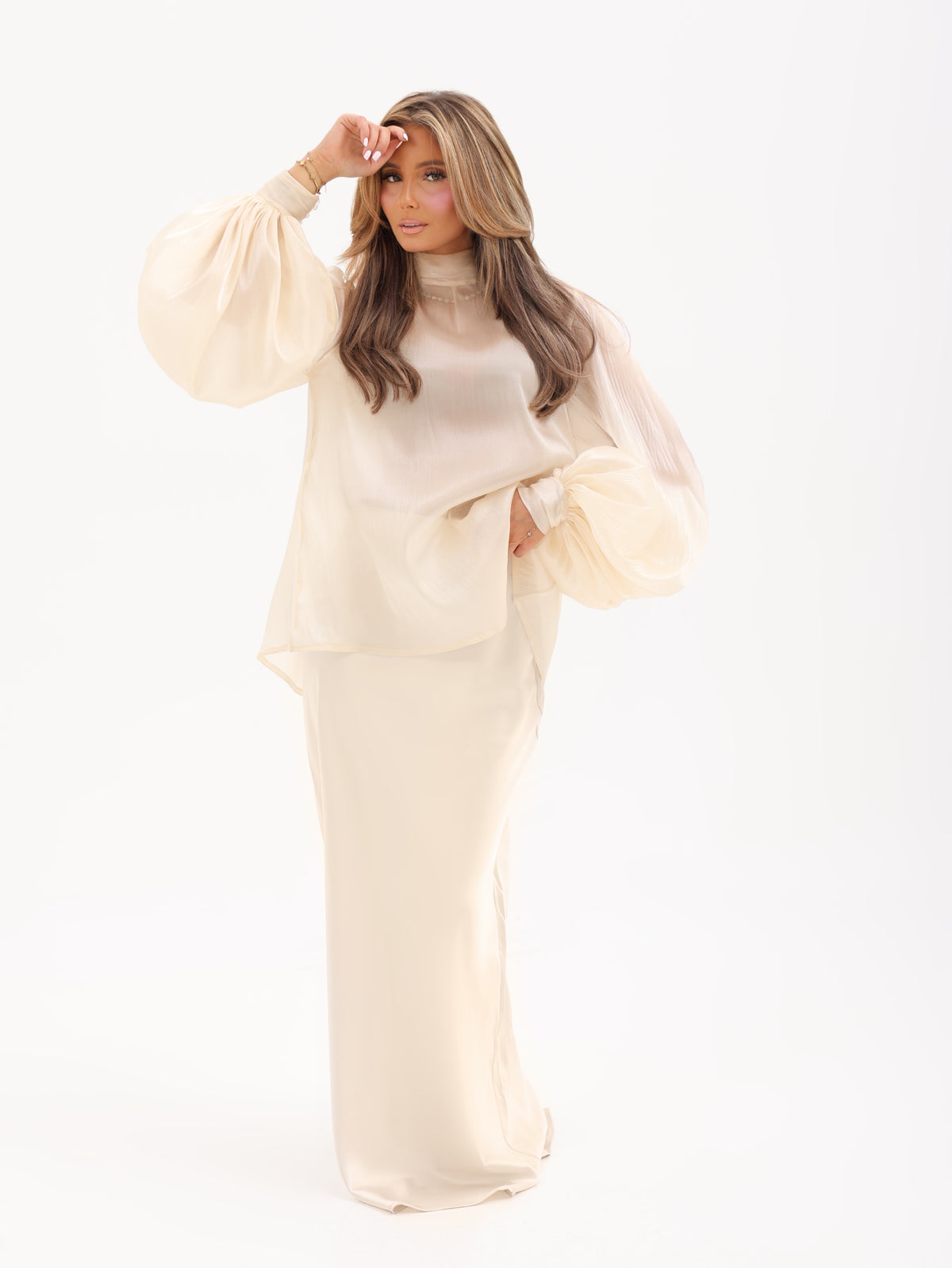 Balloon Sleeve Organza Blouse
