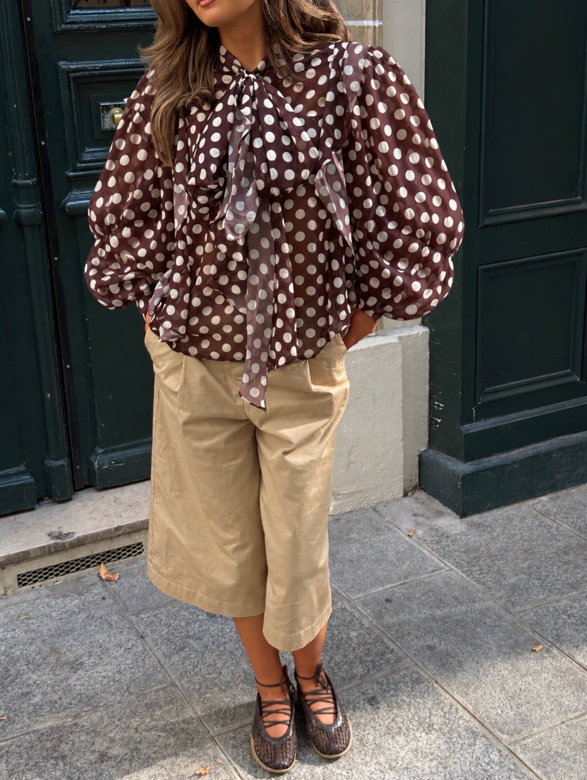 Blouse pois marron