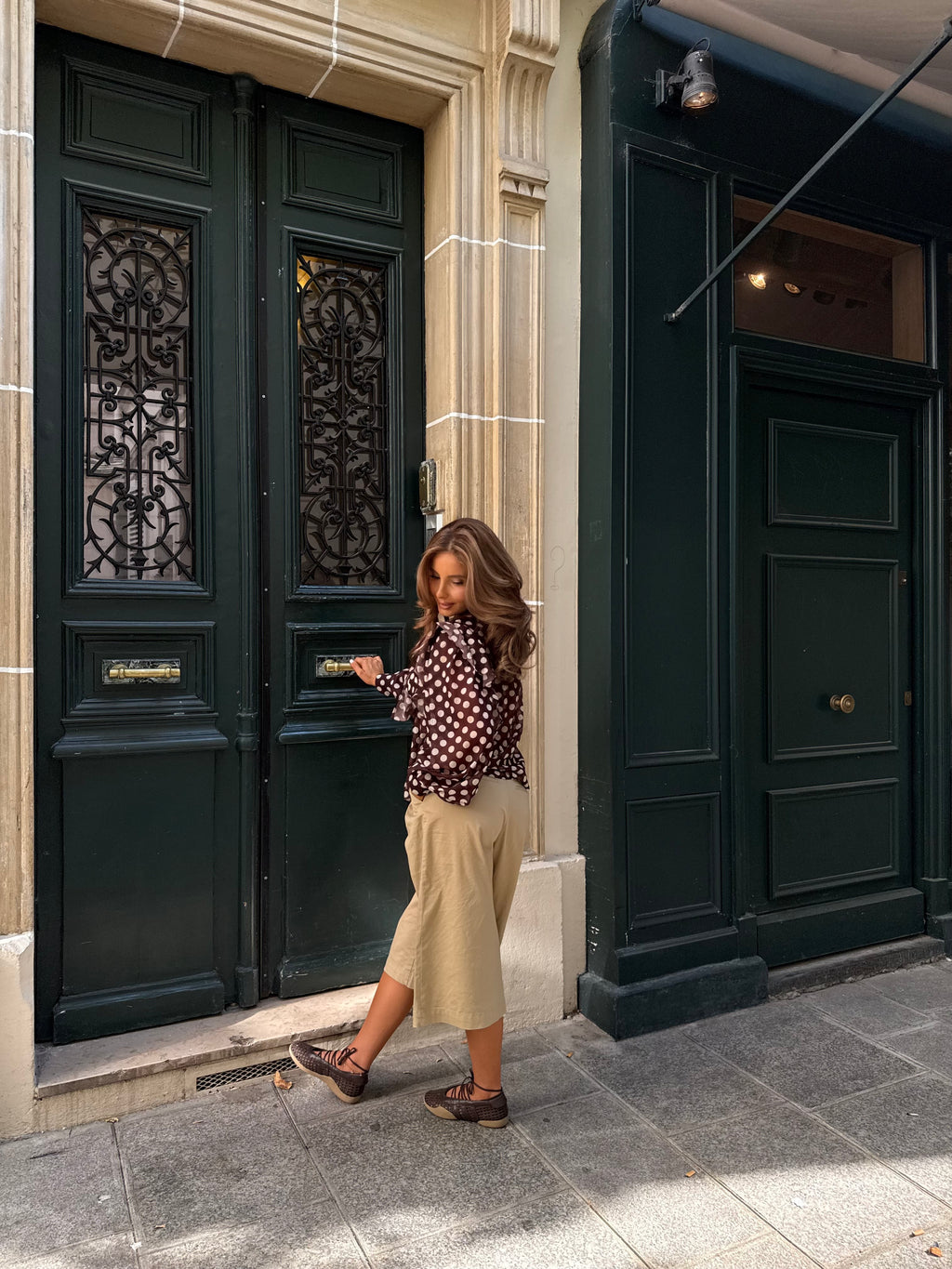 Blouse pois marron