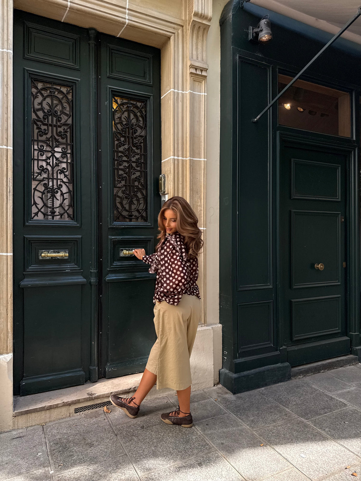 Blouse pois marron