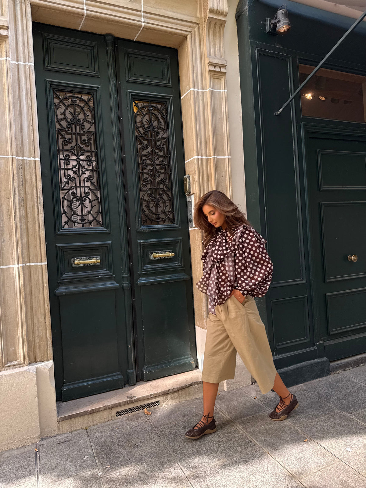 Blouse pois marron
