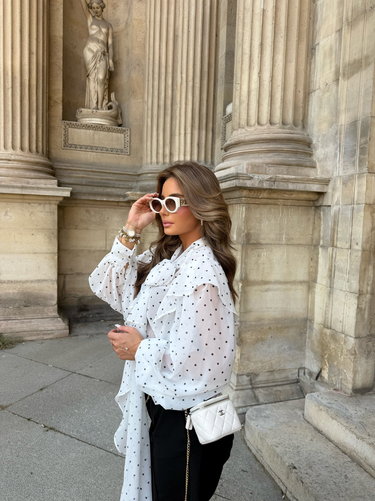 Blouse noeud pois